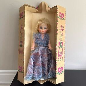 SD Doll Vintage 1950s Purple Dress Blue Lace Sleepy Eyes Jointed 23 Inch